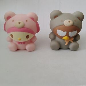 Sanrio My Melody & Bad Badtz-Maru Bear Suit Squishies 2″ Soft Foam Toys Capsules